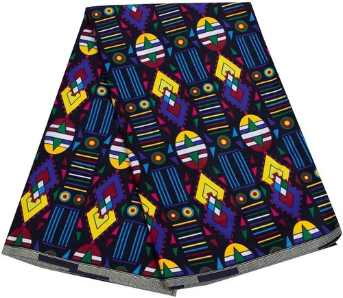 Vista 10 de BintaRealWax Tela africana de 6 yardas 100% algodón Ankara Kente Print Fabric Paño geométrico circular rojo de la impresión de la cera