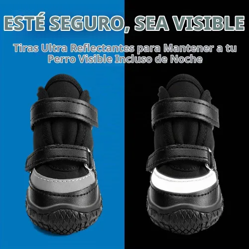 Vista 6 de Zapatos para perros pequeños, botas transpirables para perros, protectores de patas para pavimento caliente, nieve de invierno, botines para perros