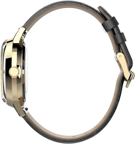 Vista 2 de Timex Reloj de pulsera automático de piel de 1.496in, color doradonegronegro, talla única