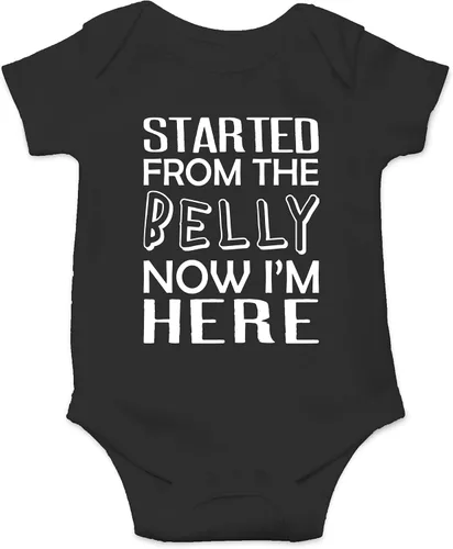 Vista 5 de CBTwear Started From The Belly, Now I'm Here - Ropa de bebé - Divertidos trajes para recién nacidos para niños y niñas
