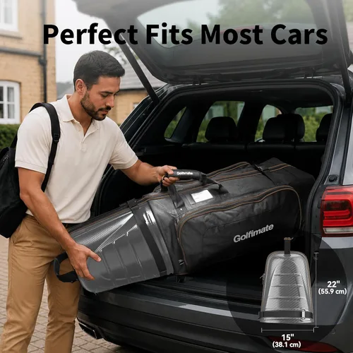 Vista 6 de Bolsas de viaje de golf para aerolíneas con tapa dura de fibra de carbono (gris marrón)