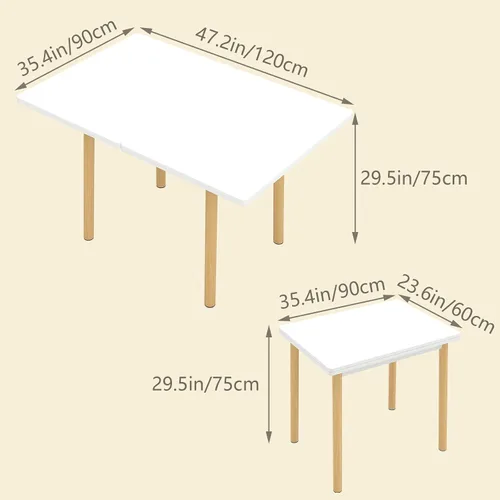 Vista 2 de 47" personas giratorias plegables de madera de la tabla de comedor de la mesa de comedor de la cocina 4-6