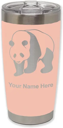 Vista 36 de LaserGram Vaso aislado al vacío de 20 onzas, oso panda, grabado personalizado incluido (negro)