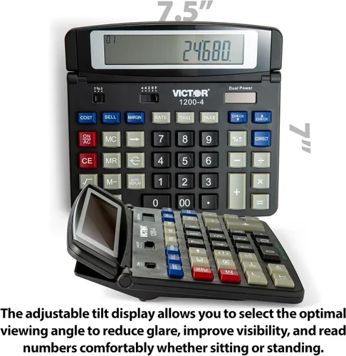 Vista 10 de Victor 1200-4 Calculadora de escritorio empresarial de doble potencia de 12 dígitos, color negro