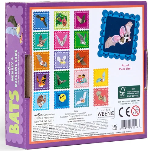 Vista 2 de eeBoo: Bats Little Memory & Matching Game - 18 pares para emparejar y memorizar, fichas coloridas, fomenta habilidades de reconocimiento