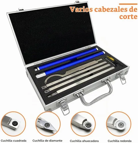 Vista 2 de Juego de herramientas de torneado de madera con punta de carburo, las últimas herramientas de acabado y desbaste de torno con cuello de cisne y 6 EN