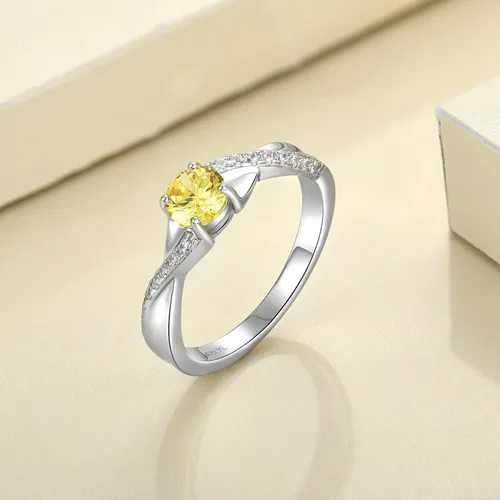 Vista 4 de YL Anillo de compromiso de plata de ley 925 de 0.197 in 3A con circonita cúbica infinita para mujer