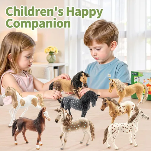 Vista 5 de 8 figuras de caballo grandes de 6 pulgadas, juguetes de animales para niños, figuras de animales de granja de plástico realistas, juguetes
