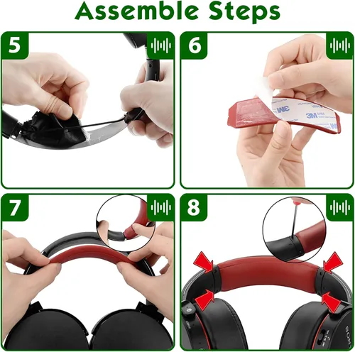 Vista 5 de Geekria Juego de almohadillas de repuesto + diadema compatibles con auriculares Sony MDR-XB950BT, MDR-XB950B1, juego de piezas de reparación