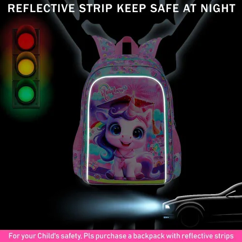 Vista 2 de AGSDON 3PCS Backpacks for Girls, 16" Elementary Kids Backpack Preschool School Bookbags and Lunch Box