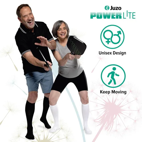 Vista 2 de Juzo Power Lite, 2620, hasta la rodilla, calcetines de compresión de 15-20 mmHg para estilos de vida activos, hombres y mujeres, M, color negro