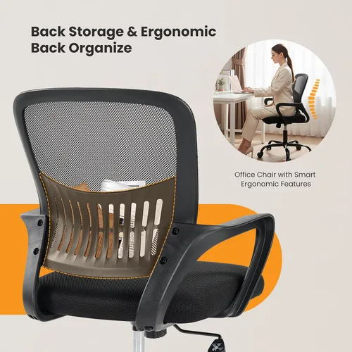 Vista 4 de Sweetcrispy Silla ejecutiva de gestión de oficina en casa, silla ergonómica de malla ajustable giratoria de escritorio para computadora con soporte