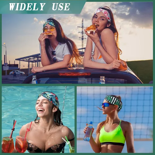 Vista 5 de Jutom 20 diademas para mujer, bohemias, playa, verano, hawaianas, anudadas, anchas, a granel, elásticas, tropicales, florales, vintage, envoltura