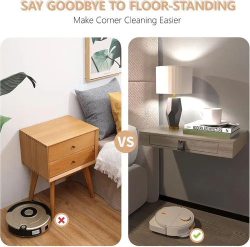 Vista 5 de Juego de 2 estantes flotantes con cajón, mesita de noche para dormitorio, baño o cocina, estante de pared de 16 pies con almacenamiento, color gris