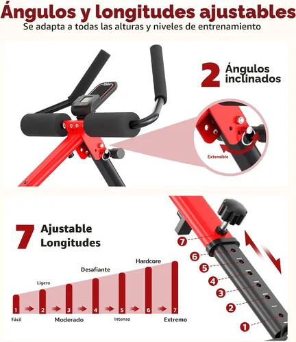 Vista 4 de Yoleo Máquinas de abdominales y remo 2 en 1 para el hogar, equipo de entrenamiento de abdominales plegable, máquina de entrenamiento abdominal