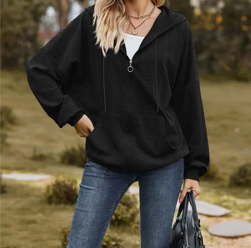 Vista 2 de ONDIAN Women's Oversized Zip Up Hoodies Long Sleeve Waffle Knit Casual Jackets Outerwear Fall Clothes Jacket Shirts Shacket