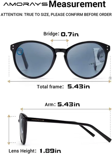 Vista 7 de Amorays Lentes de sol progresivos de lectura multienfoque para mujer, protección UV, parte superior multifocal, lectores solares trifocales