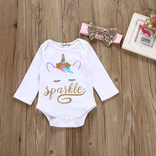 Vista 4 de Conjunto de disfraz de unicornio para bebé niña con diseño de primer cumpleaños + tutú, falda de princesa, lazo, diadema