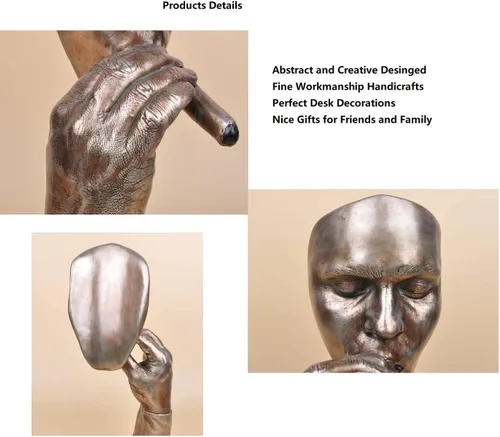 Vista 3 de SMRTHMRT Figura de hombre creativo y abstracto figura fumar cigarrillo,La estatua del pensador y esculturas de la cara Decoración