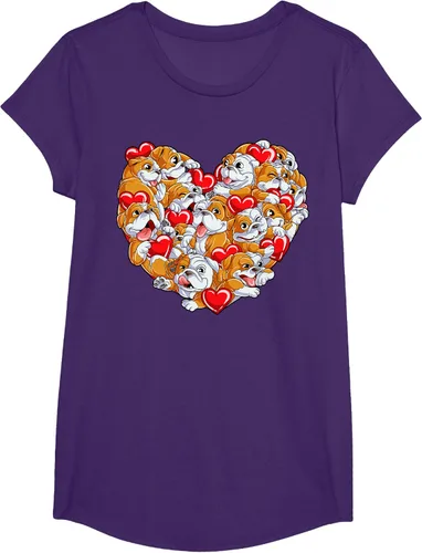 Vista 12 de Camiseta inglesa para el día de San Valentín con diseño de corazón y perro amante de los niños Negro