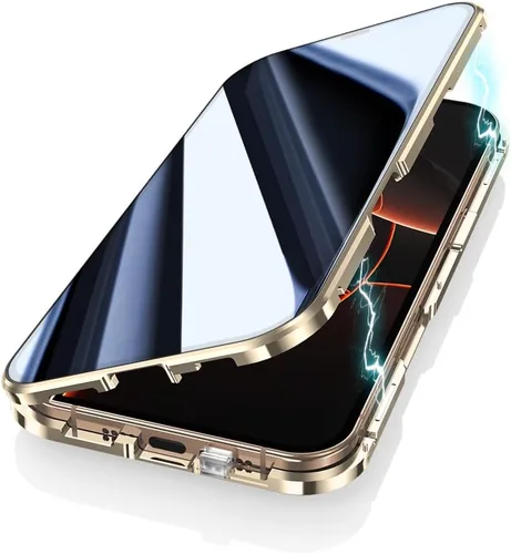 Vista 27 de Funda antimiradas con cerradura para iPhone 13 Pro, funda magnética de vidrio con protector de lente de cámara integrado, protector de pantalla