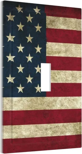 Vista 3 de Placa decorativa de pared con bandera retro americana de 1 banda, interruptor de luz de una sola banda, cubierta de plástico con tornillos