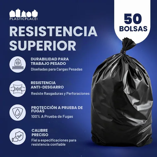 Vista 5 de Bolsas de basura de 64 galones para cubo, negras, 1,5 ml, 50 x 60, 50 bolsas) por caja Negro