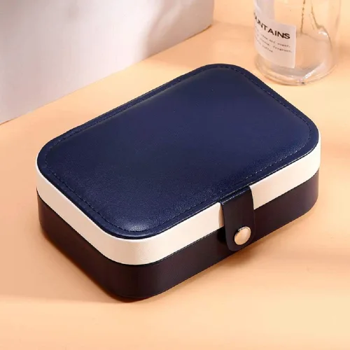 Vista 3 de Yonzone Joyero pequeño, estuche de joyería de viaje, mini organizador de joyas para collares, aretes, anillos de doble capa, caja de regalo portátil