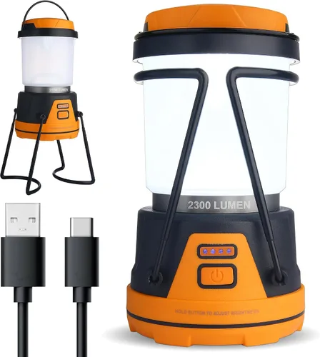 Vista 12 de Linterna LED para campamento recargable, 1800 lúmenes, 4 modos de luz, banco de energía de 4400 mAh, impermeable IP44, linterna perfecta