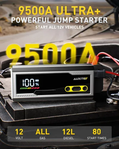 Vista 13 de AUXITO Arrancador de 6000A, arrancador de batería de coche de 12V, hasta todos los motores de gasolina y diésel de 12L con pantalla LED, caja