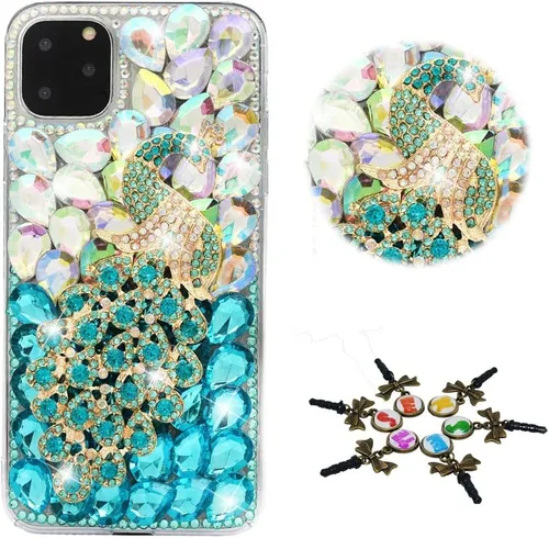 Vista 18 de Sparkle - Funda para teléfono compatible con Samsung Galaxy Z Flip 2 5G, elegante, hecha a mano en 3D, con diseño de diamantes de imitación