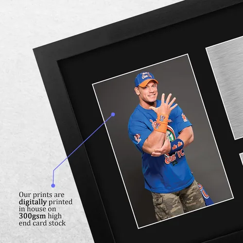 Vista 4 de HWC Trading Regalos de John Cena USL con marco, foto impresa autografiada firmada para aficionados a recuerdos de WWE y WWF, tamaño carta de EE. UU