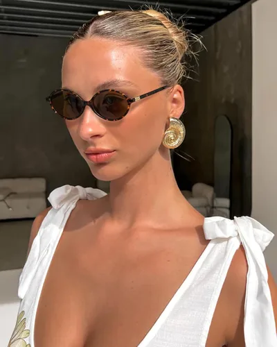 Vista 6 de Gafas de sol ovaladas retro para mujer, estilo vintage de los años 90, Y2K, de diseño moderno
