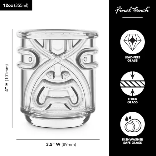 Vista 6 de Final Touch Tiki - Vasos de cóctel, transparentes, juego de 4, 12 oz