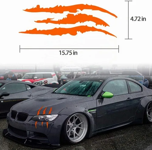 Vista 2 de Pegatinas reflectantes para coche, garra de monstruo, marcas de arañazos para faros delanteros, calcomanía impermeable (negro)
