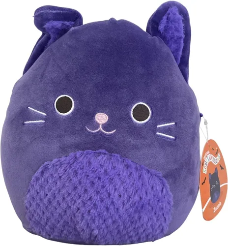 Vista 3 de Squishmallows Zazzie The Cat - Peluche Kellytoy con licencia oficial de 8 pulgadas, juguete de peluche coleccionable suave y esponjoso de Halloween