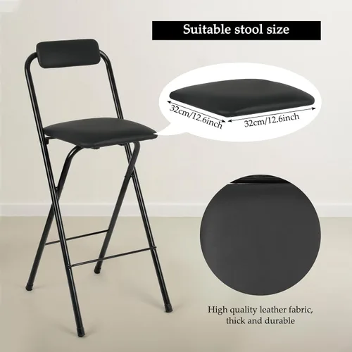 Vista 4 de Thyle 1 pieza de taburete de bar plegable con respaldo, taburete alto plegable portátil, silla de bar plegable de altura de encimera, asiento