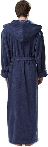Vista 3 de Arus - bata de baño de algodón hasta el tobillo con capucha estilo turco para hombre