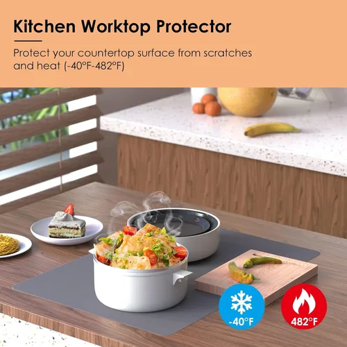 Vista 2 de KitchenRaku Tapete de silicona extra grande para protector de encimera de cocina, tapete grueso antiadherente resistente al calor, mantel individual