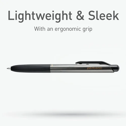 Vista 6 de Pentonic GR-T Bolígrafos de gel retráctiles, 10 unidades, tinta negra, punta fina de 0.7 mm, escritura suave para diario, toma de notas, oficina