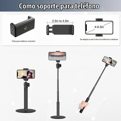 Vista 6 de JCWINY Soporte para cámara web, soporte de cámara web de 28 pulgadas para escritorio, soporte de cámara web ajustable para Logitech Webcam C922