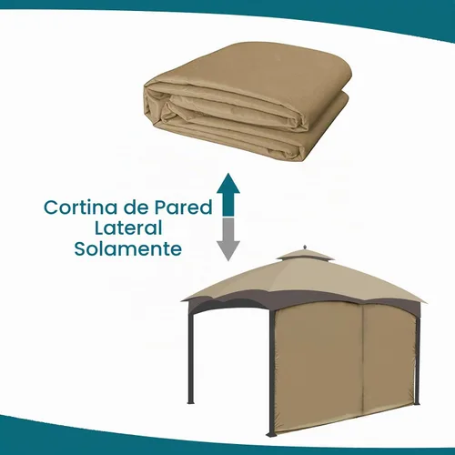 Vista 6 de Cortina Universal de Repuesto para Privacidad de Gazebo - Wonwon Panel de Privacidad con Toldo y Cierre para Gazebo al Aire Libre de 10 x 10 Pies