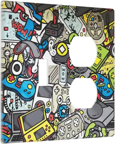 Vista 162 de Pintura al óleo de flores abstractas de 1 cuadrilla de interruptor de luz dúplex individual cubierta de salida placa de pared decorativa Placa