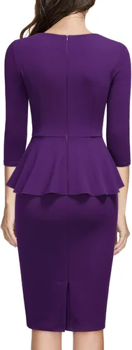 Vista 2 de Miusol - Vestido de mujer estilo retro con cuello cuadrado y volantes