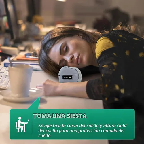 Vista 2 de Almohada de cuello de viaje pequeña Almohada de siesta de espuma viscoelástica 100% pura, almohada de viaje súper suave con soporte para el cuello