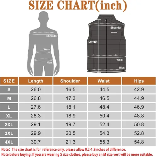 Vista 6 de uupalee Chaleco térmico para hombre, ropa ligera y cálida para exteriores, con batería