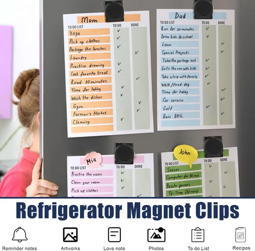 Vista 4 de Tenceur 54 clips magnéticos de metal resistentes para refrigerador, pizarra blanca, clip magnético para oficina, aula, maestros, armarios escolares