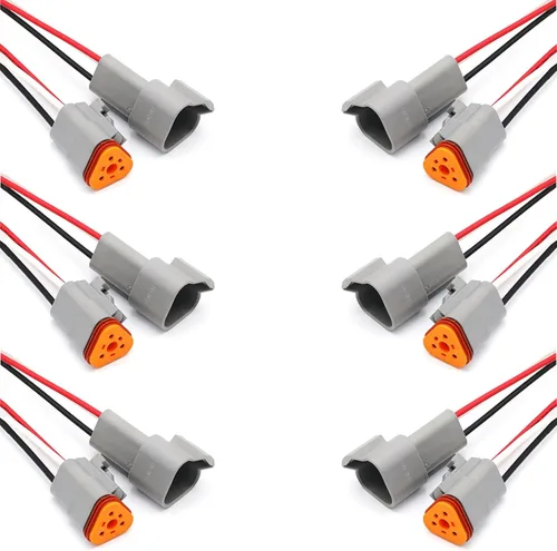 Vista 12 de Paquete de 6 conectores Deutsch DT de 2 pines, conectores eléctricos impermeables macho y hembra, arnés de cableado con cable de 16 AWG