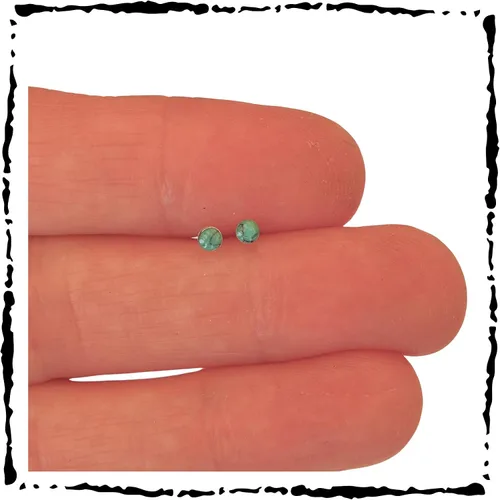 Vista 7 de Sterling Silver Turquoise & Black Onyx Stone Small Stud Earrings, Handmade Minimalist Style Lightweight Comfortable Fit Everyday Wear