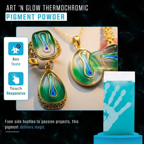 Vista 5 de Art 'N Glow Pigmento termocrómico que cambia de color en polvo – 0.71 onzas – sensible al calor ideal para arte – manualidades – proyectos de arte